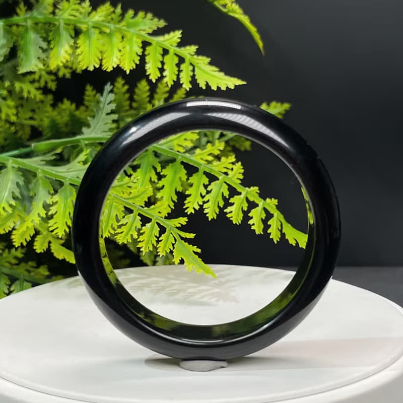 高品質 金曜石手鐲 56MM 灑金金沙黑曜石手環 耀眼靈動 招財辟邪