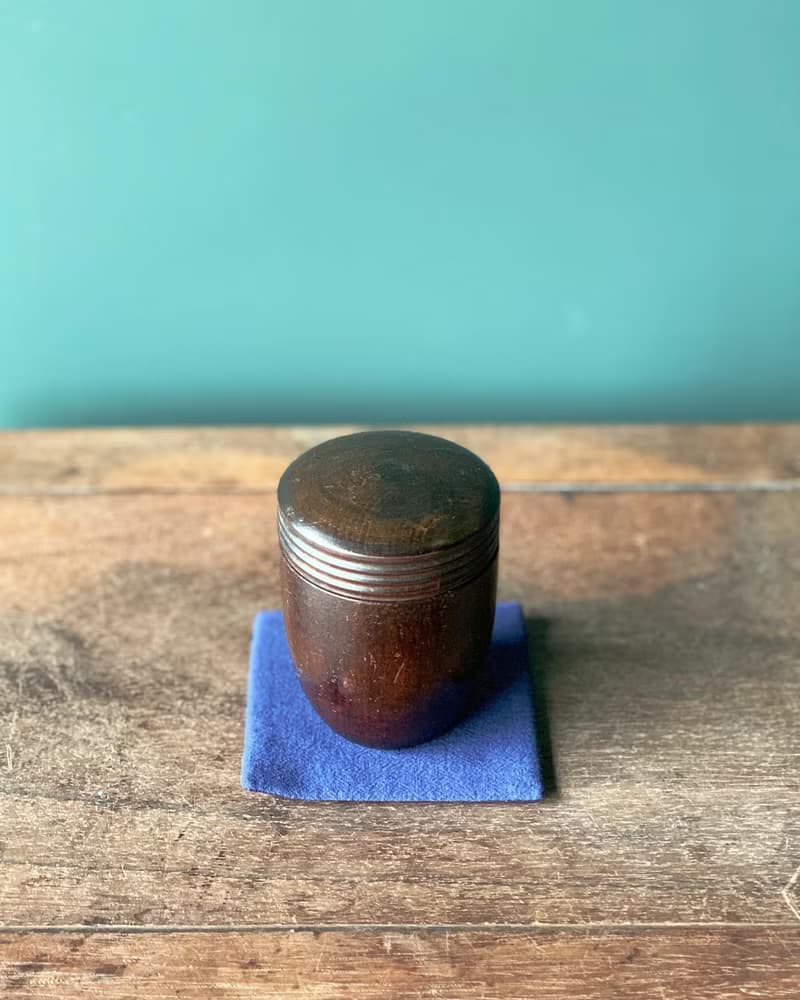 老件木製 弦紋 棗型茶葉罐 儲物罐