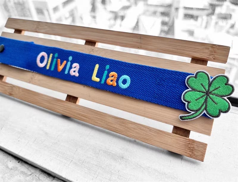 個人化全彩姓名刺繡行李飄帶-幸運草款