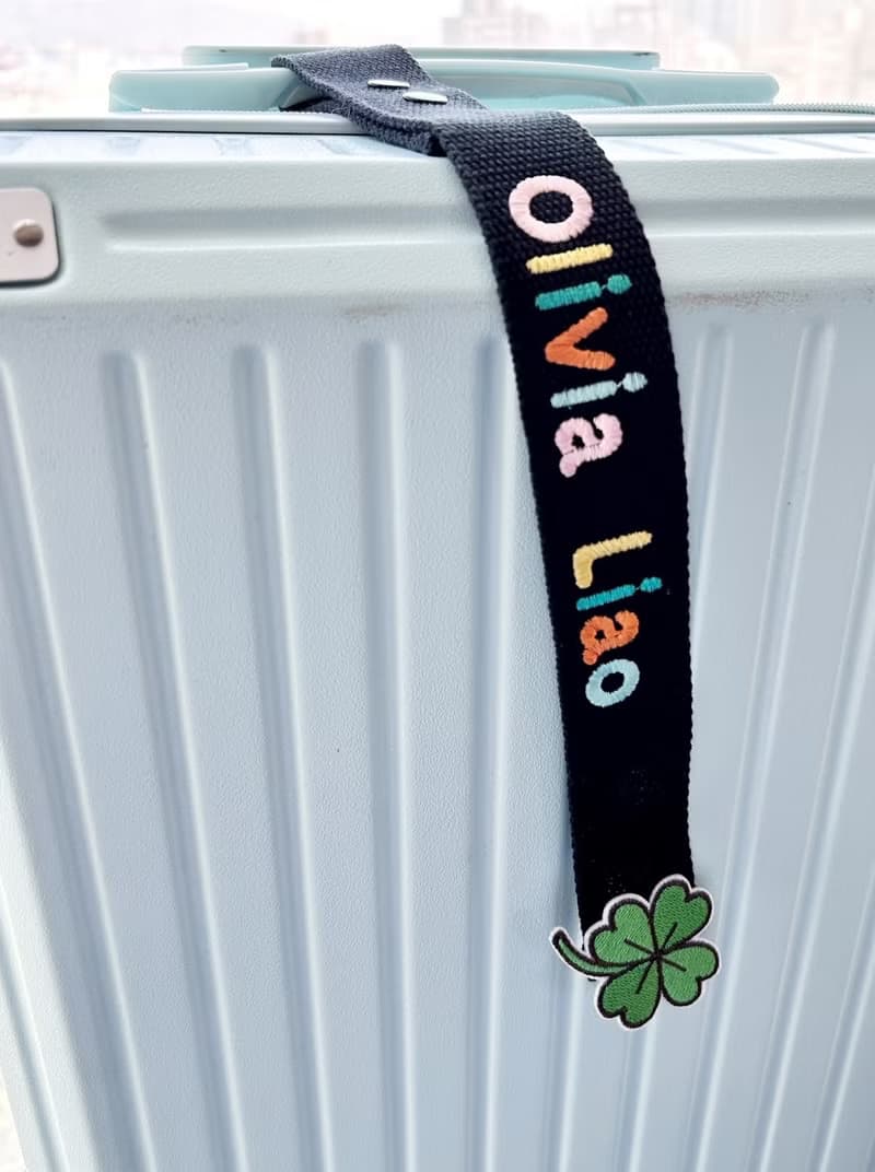 個人化全彩姓名刺繡行李飄帶-幸運草款