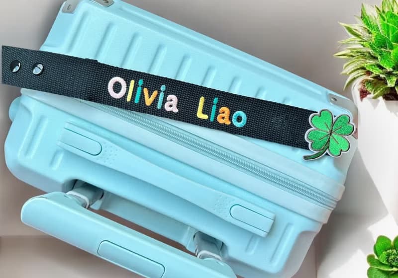個人化全彩姓名刺繡行李飄帶-幸運草款