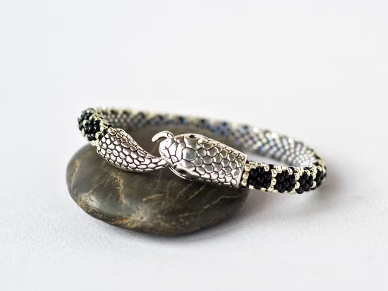 Snake bracelet, Ouroboros, Unisex bracelet, Beaded bracelet, Mothers day gift