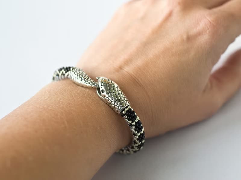 Snake bracelet, Ouroboros, Unisex bracelet, Beaded bracelet, Mothers day gift