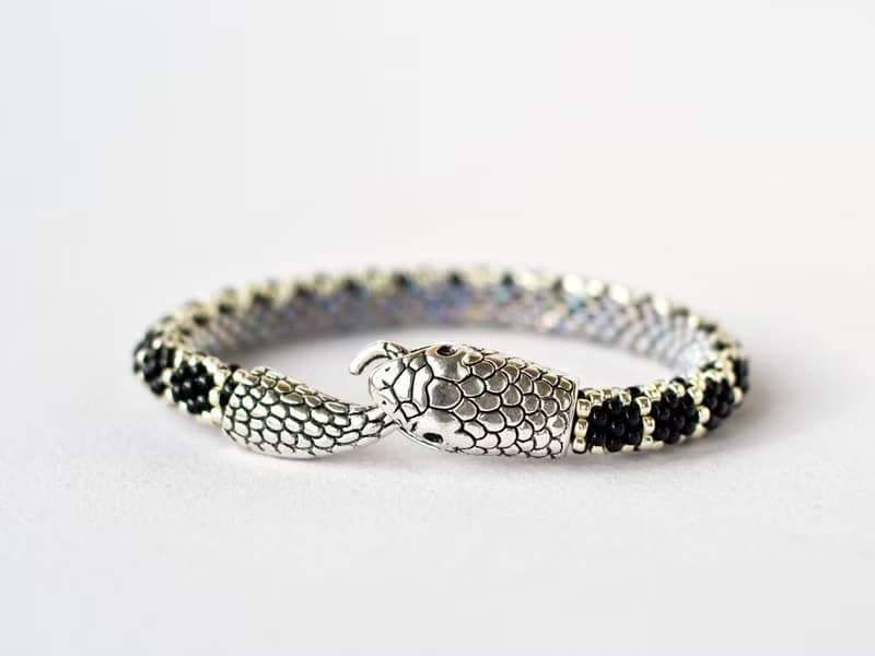 Snake bracelet, Ouroboros, Unisex bracelet, Beaded bracelet, Mothers day gift