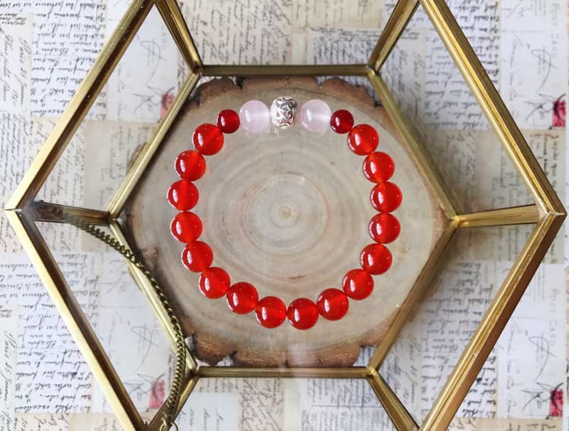 【紅線】紅瑪瑙 粉晶 純銀 手鍊