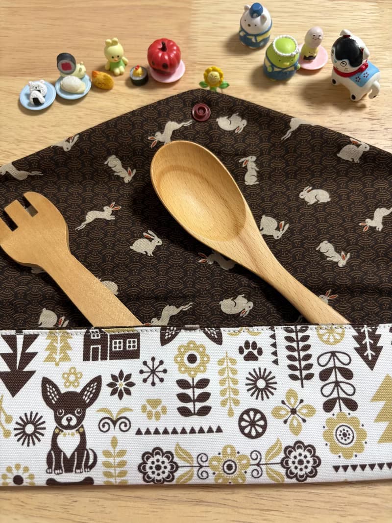 文青風環保純棉筷袋 就愛兔兔 原胚白 厚實手感 童心 優質 日本