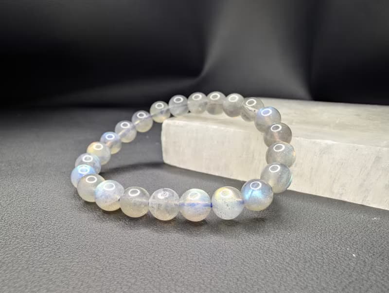 彩光 拉長石 灰月光石 8mm 手串 手鍊 天然水晶 水晶手鍊
