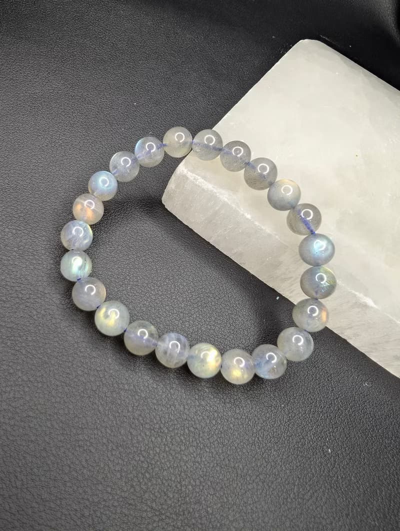 彩光 拉長石 灰月光石 8mm 手串 手鍊 天然水晶 水晶手鍊