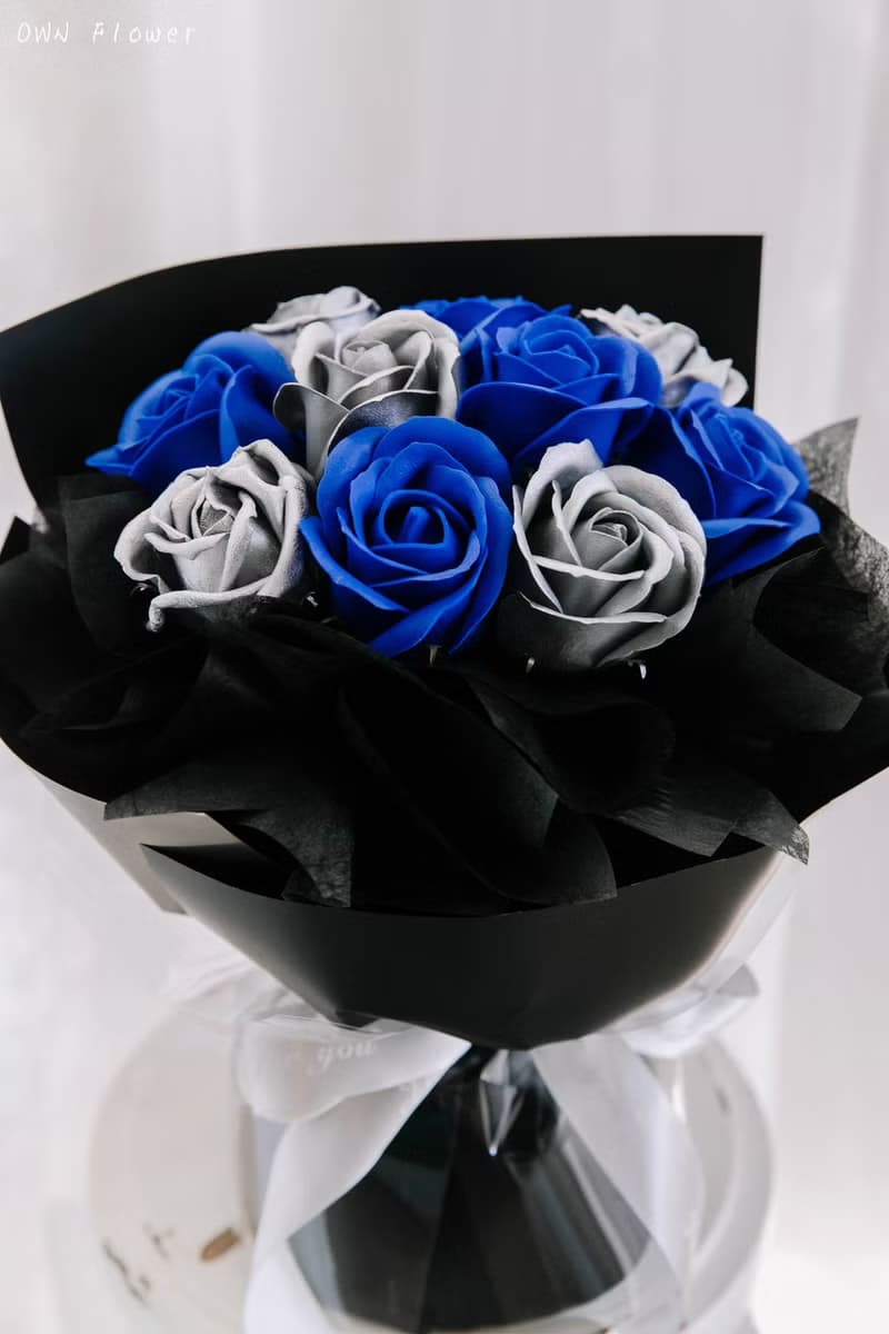 銀色玫瑰花束/香皂花花束/生日花束/情人節花束/告白花束/永生花