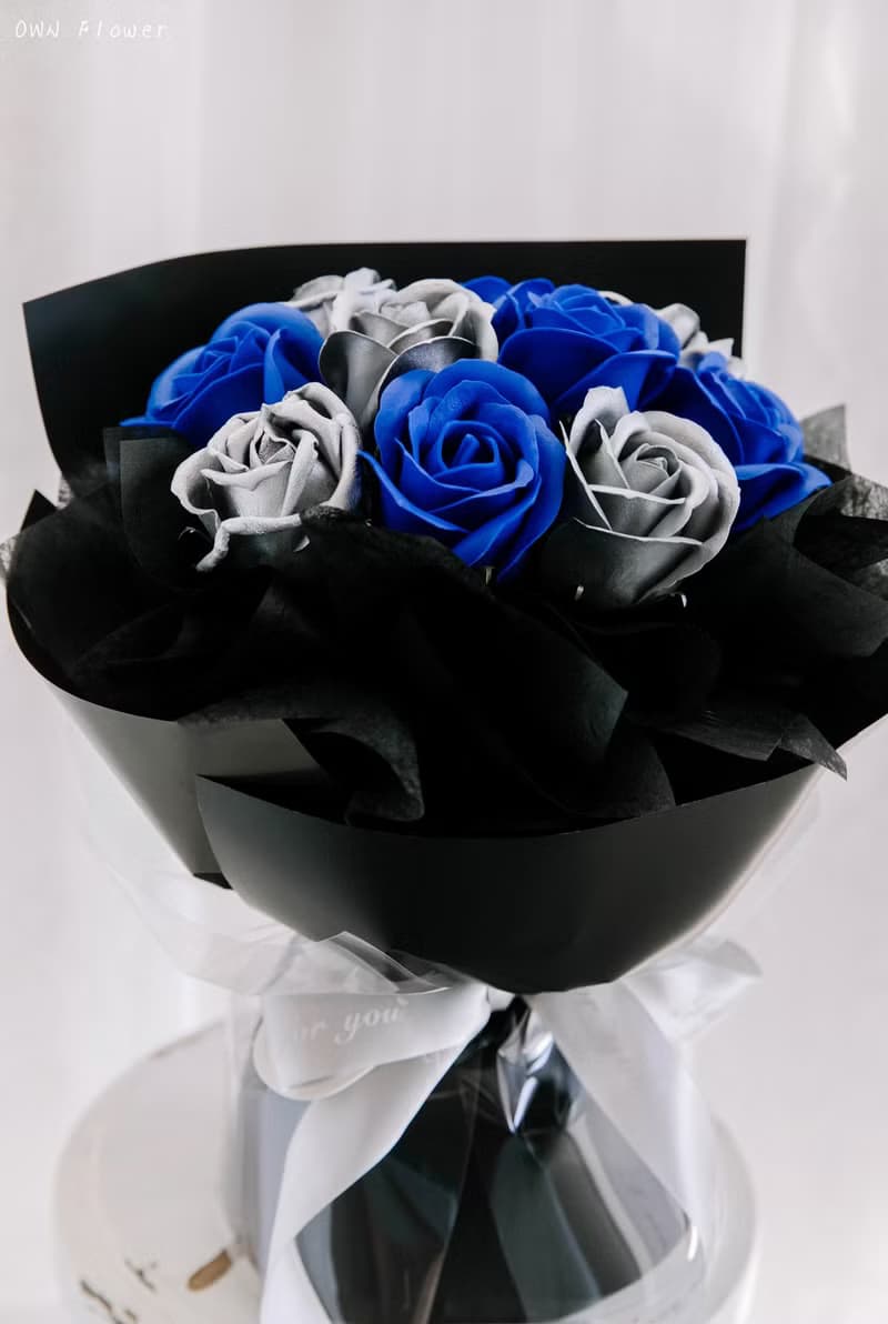 銀色玫瑰花束/香皂花花束/生日花束/情人節花束/告白花束/永生花