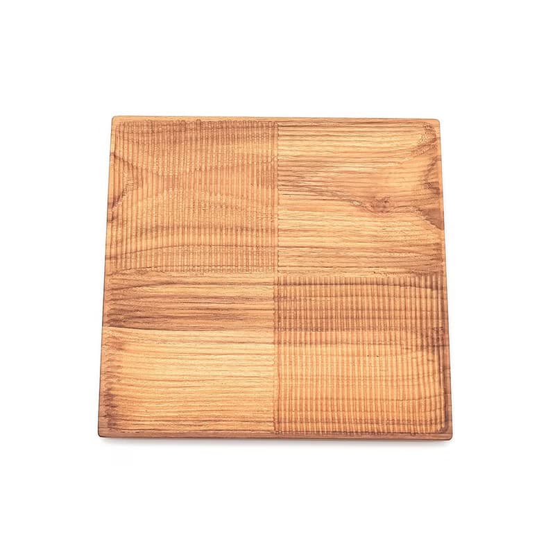 天然柚木方型托盤/餐盤L號-條紋款│26CM不上漆原木製 露營野餐