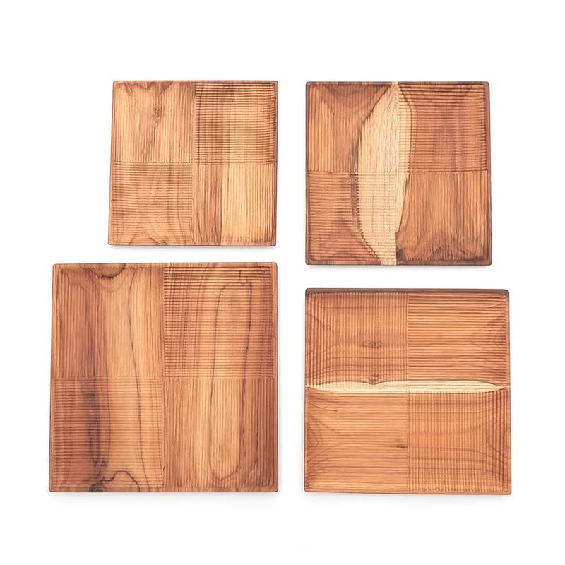 天然柚木方型托盤/餐盤L號-條紋款│26CM不上漆原木製 露營野餐