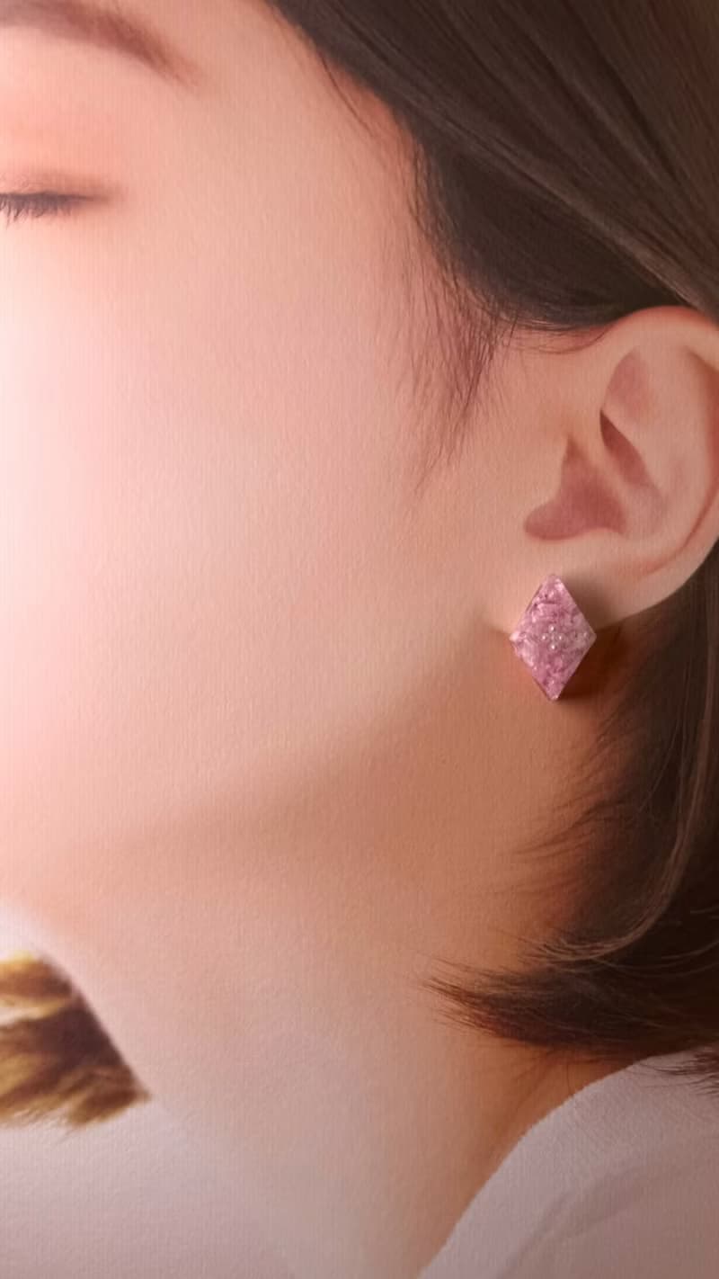 滿天星真花乾燥花耳環(菱形) 芭蕾粉 【cindyandtong】