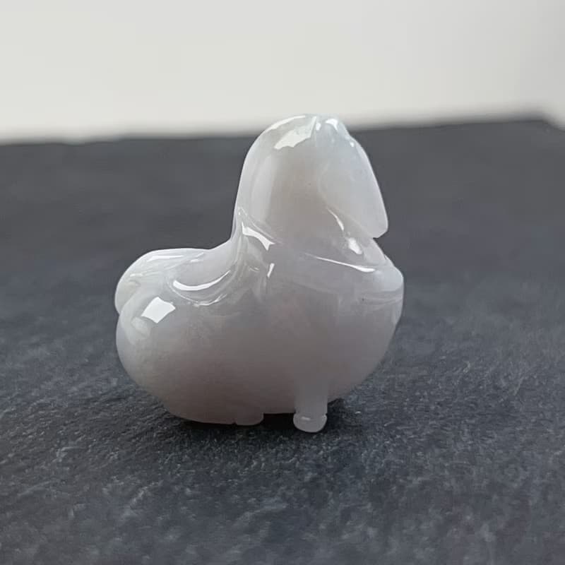 【馬到成功】白翡翡翠唐馬項鍊 | 天然緬甸玉翡翠A貨 | 送禮