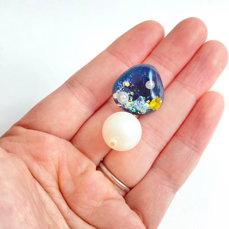 ギャラクシー ストーン ピアス イヤリング レジン ブルー ネイビー マットパール パール 銀河
