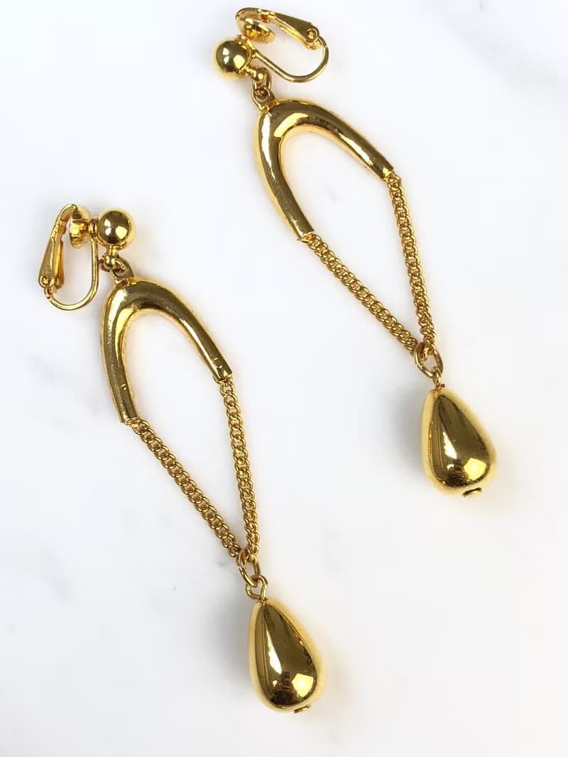 Vintage 70s Nina Ricci for Avon Dangle Gold Earrings