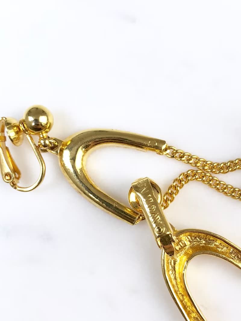 Vintage 70s Nina Ricci for Avon Dangle Gold Earrings