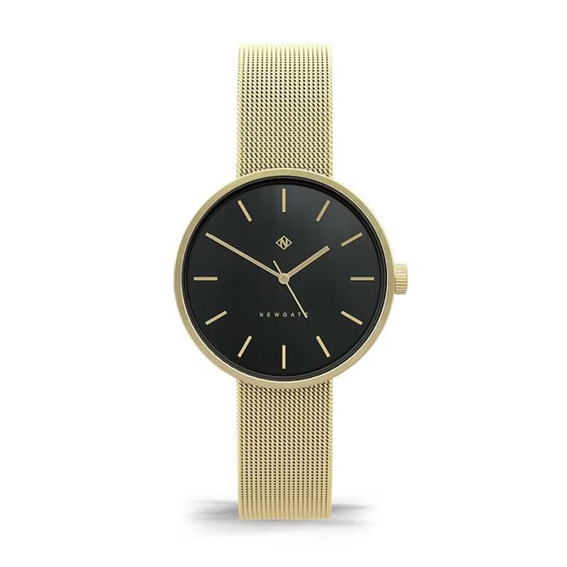 Newgate-ATOM-時尚金-黑色錶面-不鏽鋼米蘭帶-32mm