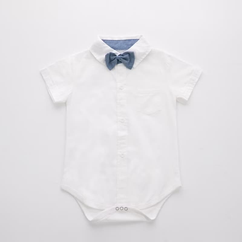 Louis系列白襯衫包屁衣藍短褲組