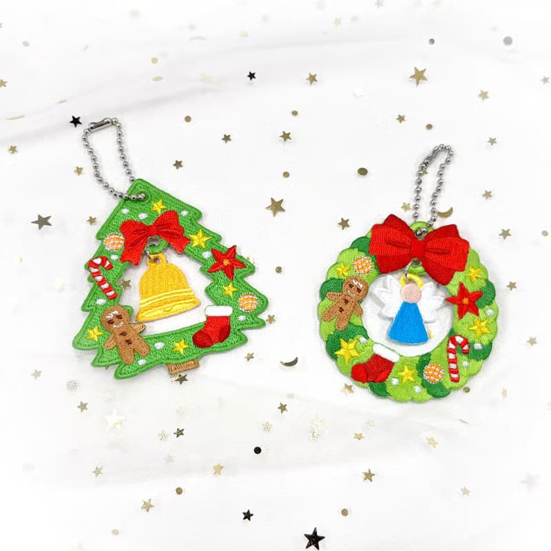 【刺繡吊飾】聖誕節 花環 花圈 造型吊飾 天使 鈴鐺 | Christmas