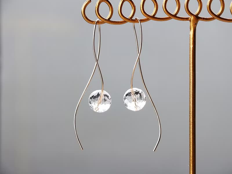 14kgf- nuance curve crystal pierced earrings 不能改耳夾