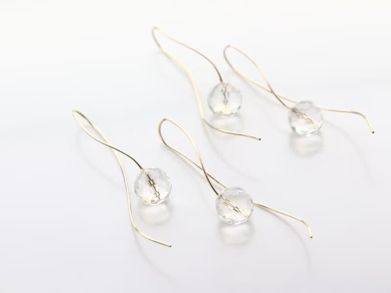 14kgf- nuance curve crystal pierced earrings 不能改耳夾
