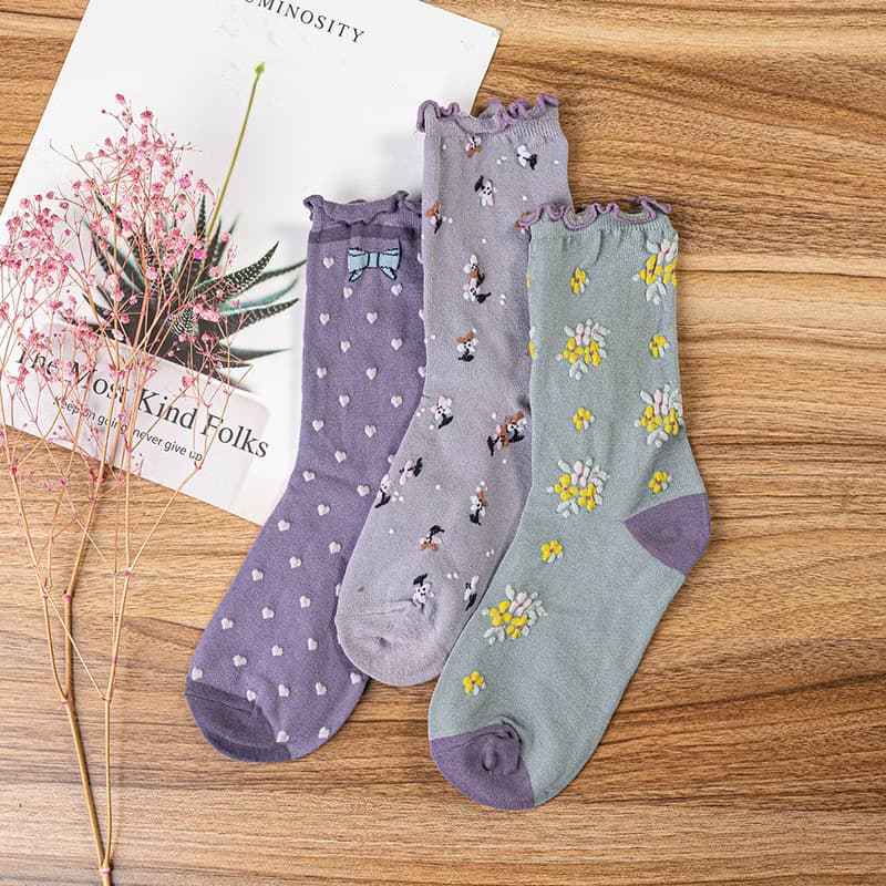 森林花語推推襪-棉襪 中筒襪 襪子 鞋履襪品 sock 女襪 推推 靴下