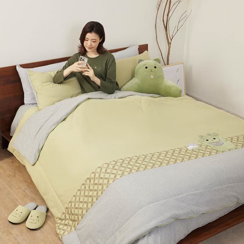 招財貓 四季被-抹茶綠