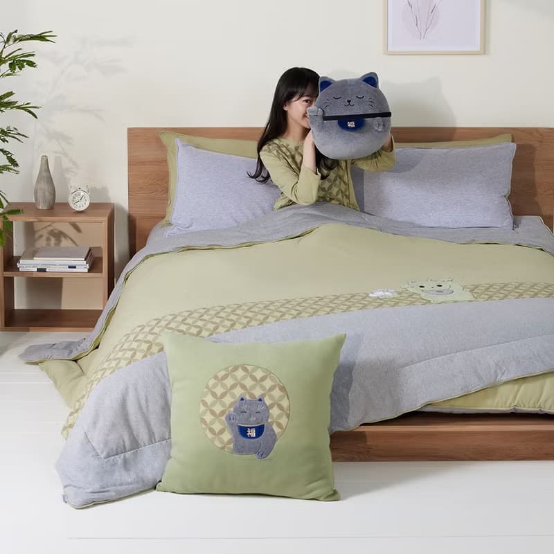 招財貓 四季被-抹茶綠