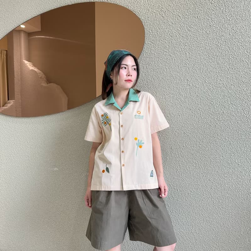 夏威夷棉襯衫 Casual Hawaii Shirt : Tropical Mint Green