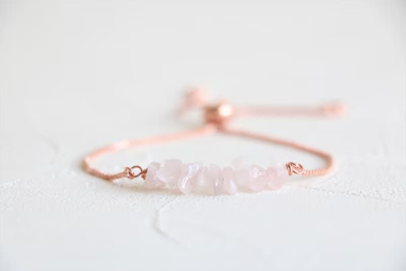 天然粉晶拉繩手鍊 玫瑰金粉晶手環 三色選 鍍金鍍銀鍍玫瑰金