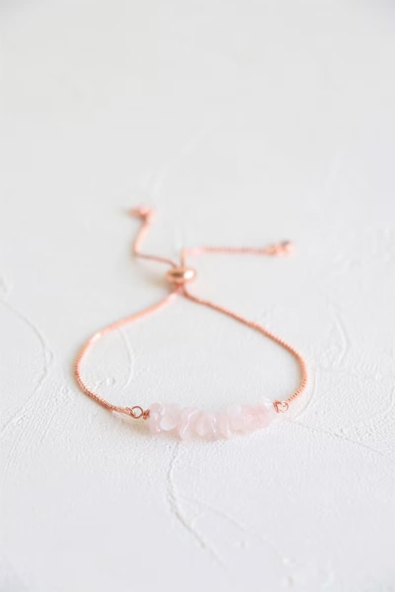 天然粉晶拉繩手鍊 玫瑰金粉晶手環 三色選 鍍金鍍銀鍍玫瑰金