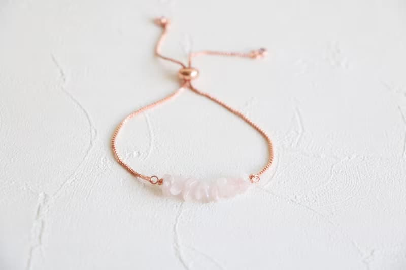 天然粉晶拉繩手鍊 玫瑰金粉晶手環 三色選 鍍金鍍銀鍍玫瑰金