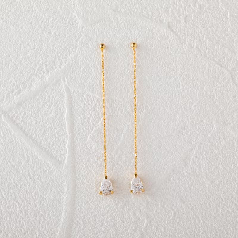 sway-drop pierced earring GD　ニッケルフリーピアス　キュービックジルコニアのしずくが揺れるおしゃれなシンプルデザイン ゴールド
