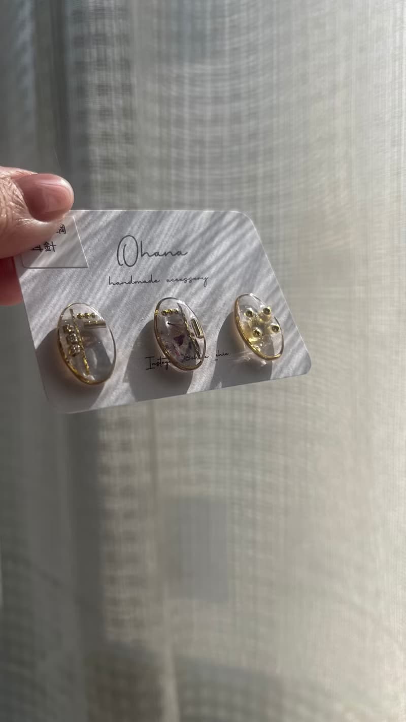 三個一套  Ohana設計的獨特個性耳環