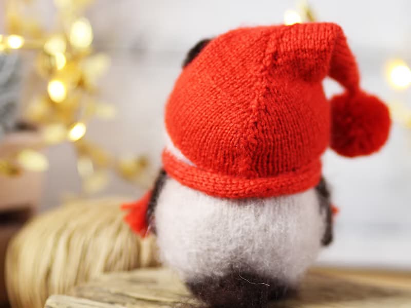 Knitted cat doll Siamese cat in red hat and scarf, Stuffed animal amigurumi doll