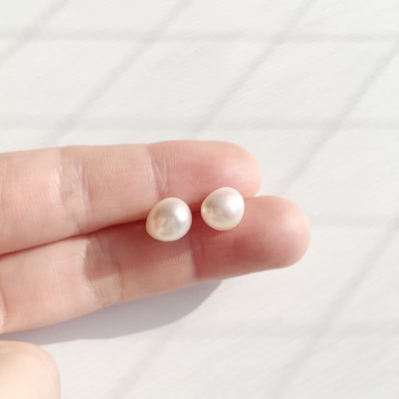 K14gf White Keshi Baroque Pearl Earrings, Stylish Earrings