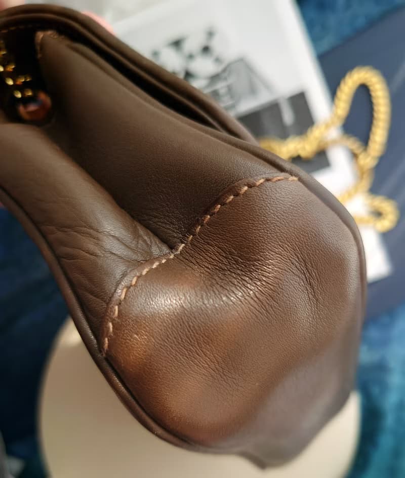 中古美品 CELINE 咖凱旋門晚宴包手拿包鏈條包斜揹包斜挎包單肩包