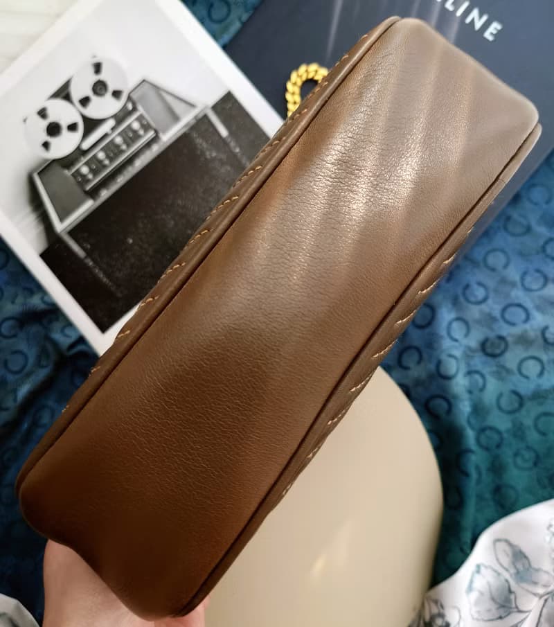 中古美品 CELINE 咖凱旋門晚宴包手拿包鏈條包斜揹包斜挎包單肩包