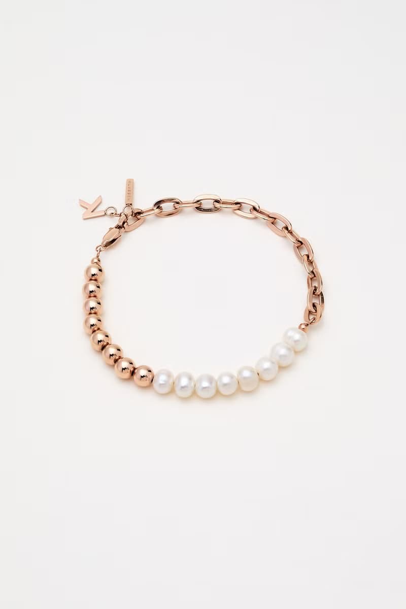 Chain Sphere Bracelet Rose Gold & White Pearl  手鍊