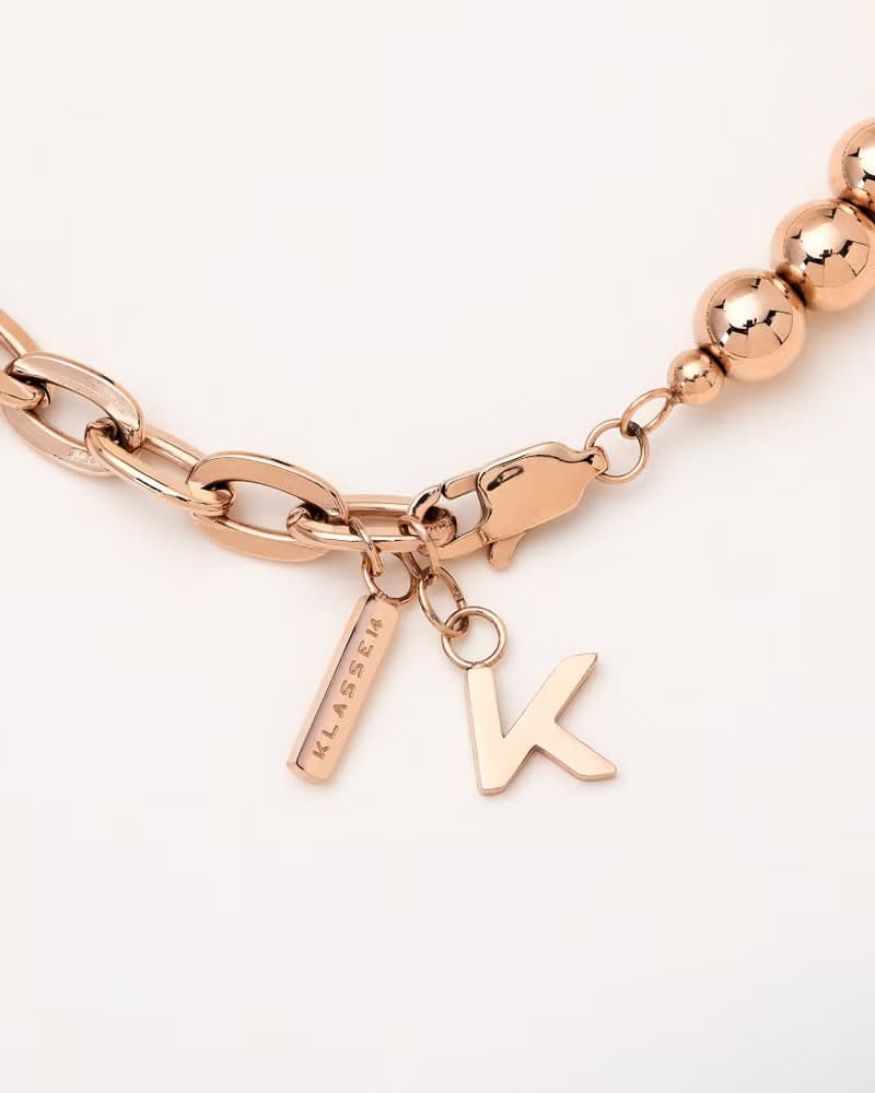 Chain Sphere Bracelet Rose Gold & White Pearl  手鍊