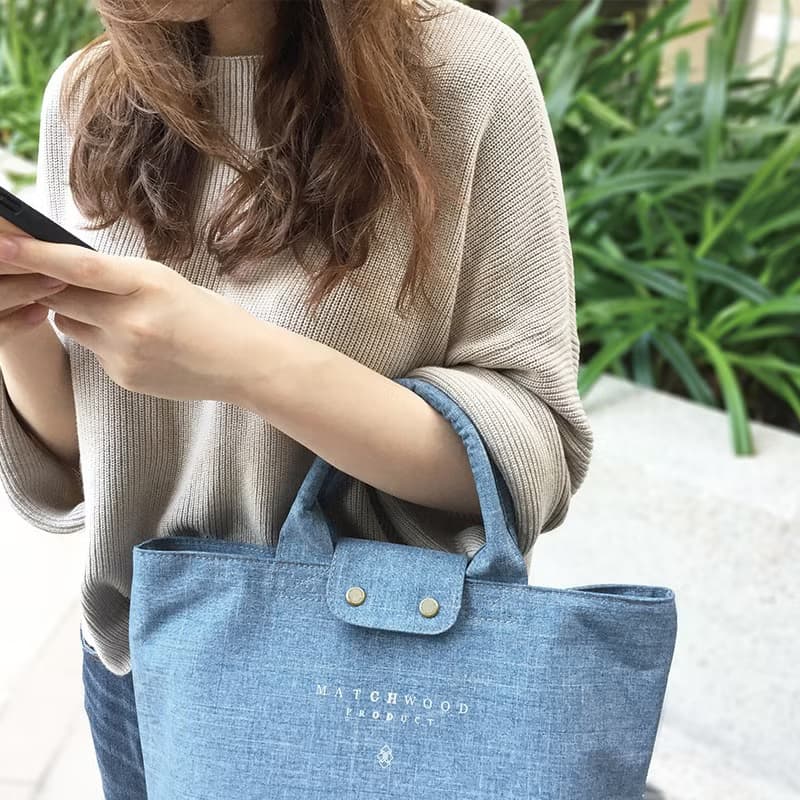 Matchwood vintage tote bag 帆布 小托特包 淺藍丹