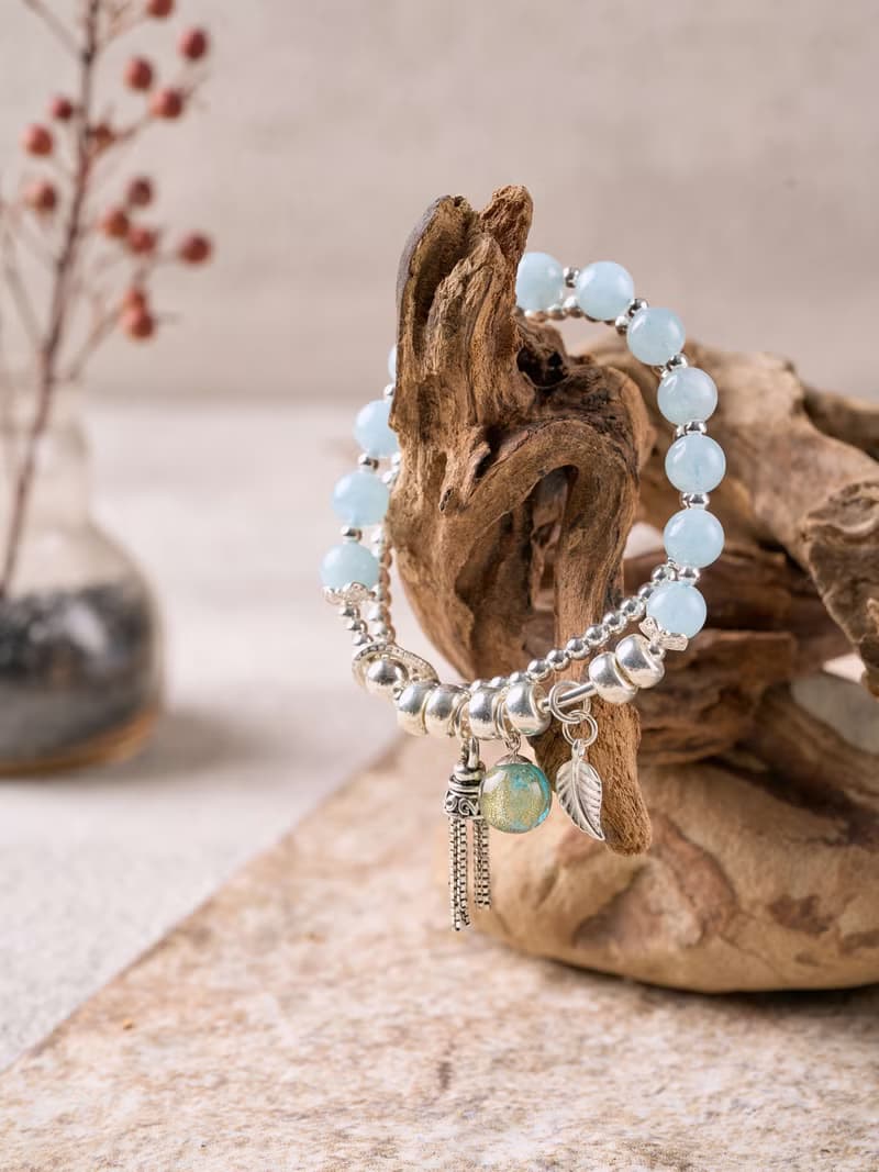 Purity 925純銀流蘇海藍寶香薰精油手鍊