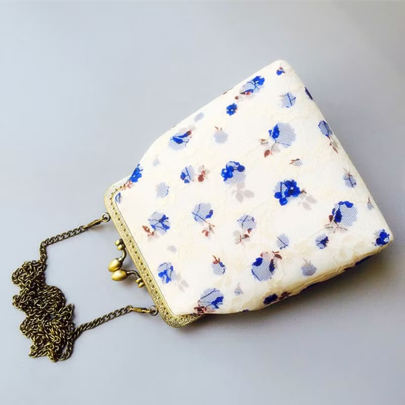 可绣字 定制 蕾絲文藝 口金包 旗袍包 斜挎包 刺繡花 iphone 手機袋 手機包 斜背包 收納包袋 生日禮物 