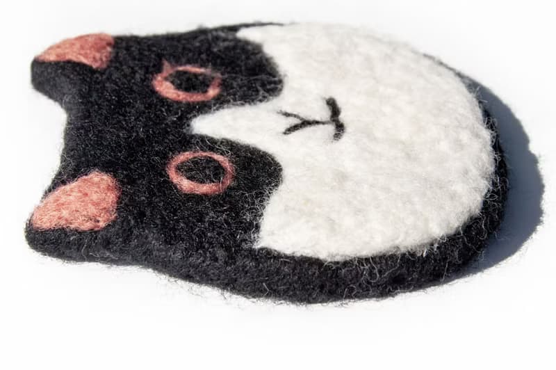 情人節禮物 聖誕交換禮物 森林系羊毛氈杯墊 動物杯墊-貓咪吸水墊