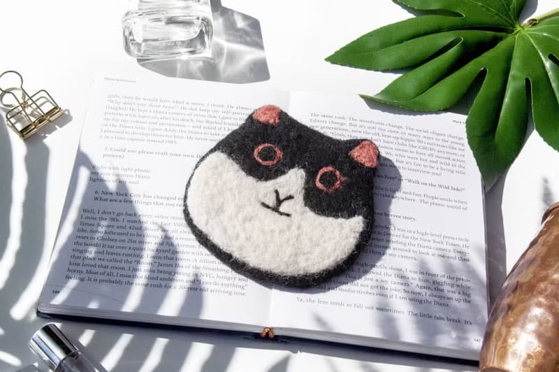 情人節禮物 聖誕交換禮物 森林系羊毛氈杯墊 動物杯墊-貓咪吸水墊