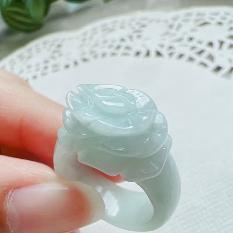 翡翠牡丹花玉戒 | 國際11圍 | 天然緬甸A貨翡翠 | 送禮