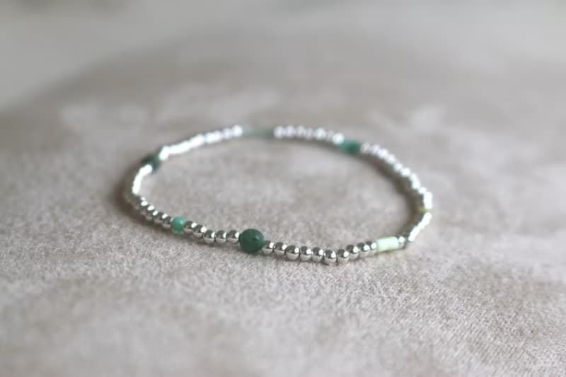 手環 祖母綠 瑪瑙 天然石 - 美好的日子 -