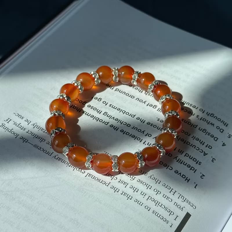 【巨蟹獅子座|7月】紅瑪瑙鍍銀手鏈 正面能量 鎮定自信 安穩睡眠