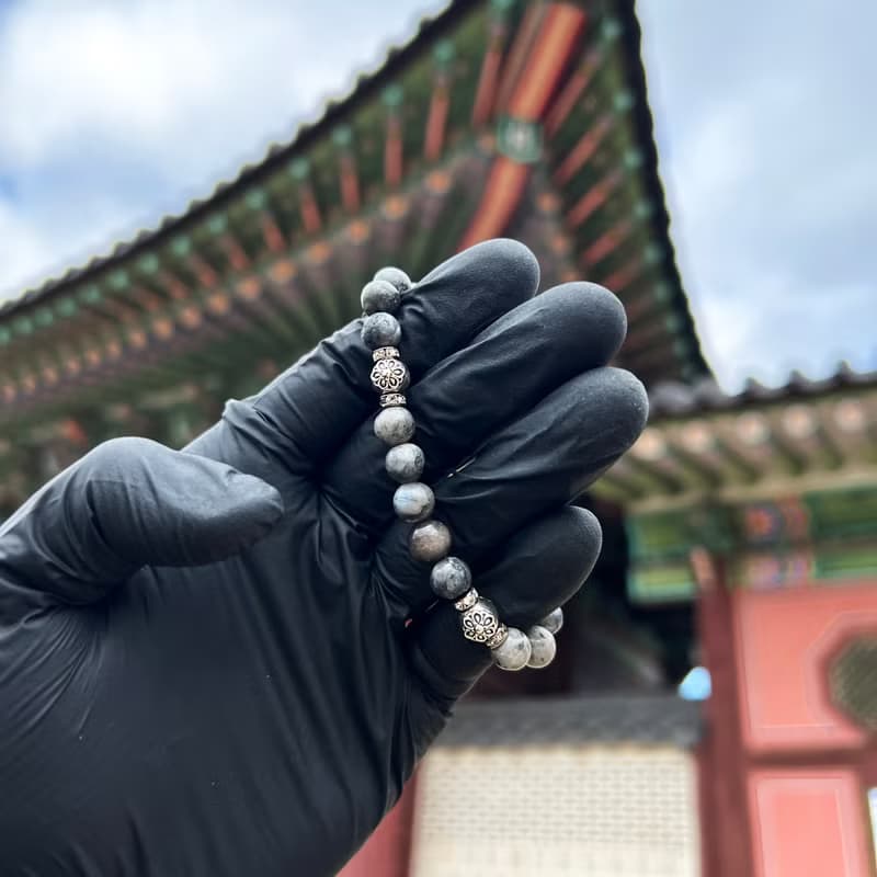Korea traditional DanCheng labradolite Silver bracelet / Cheong - 9